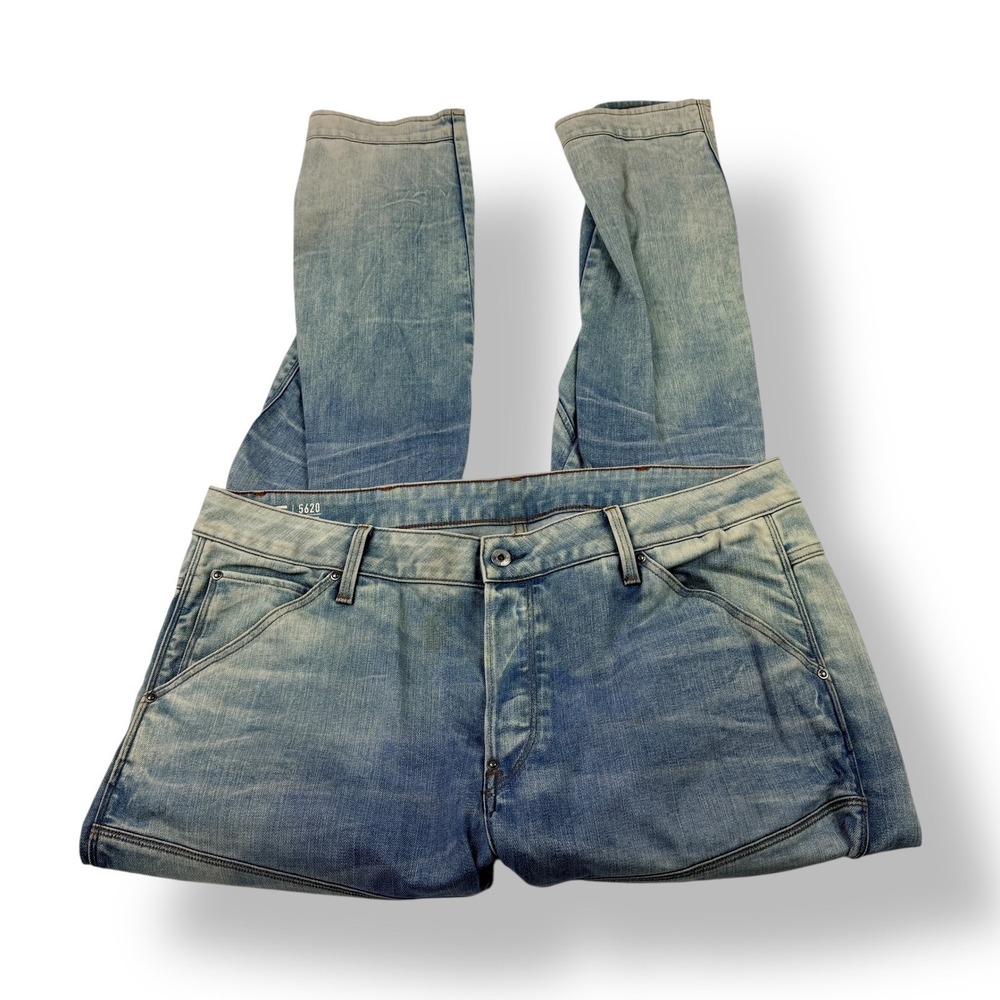 G Star Raw 5620 3D Slim Men Jeans Light Wash Size 40x35 Button Fly